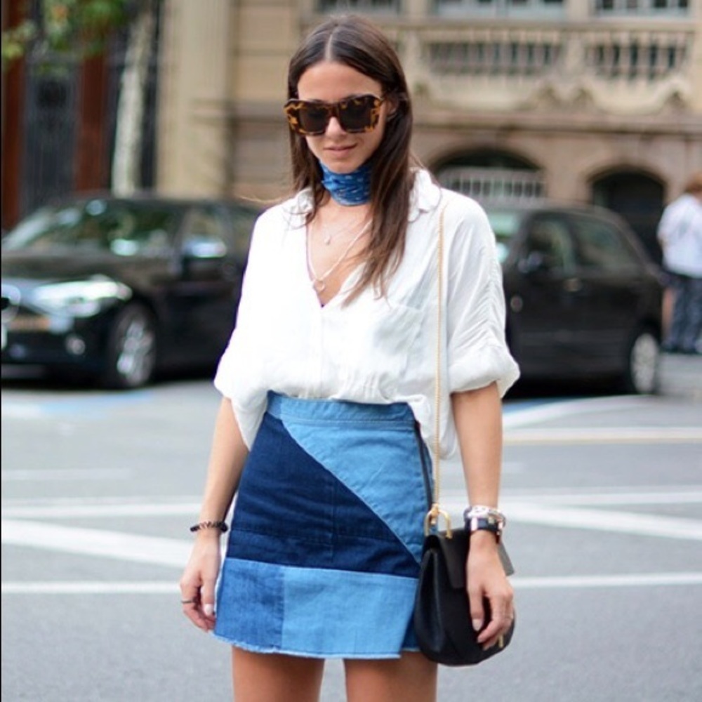 Zara patchwork denim mini skirt 💙